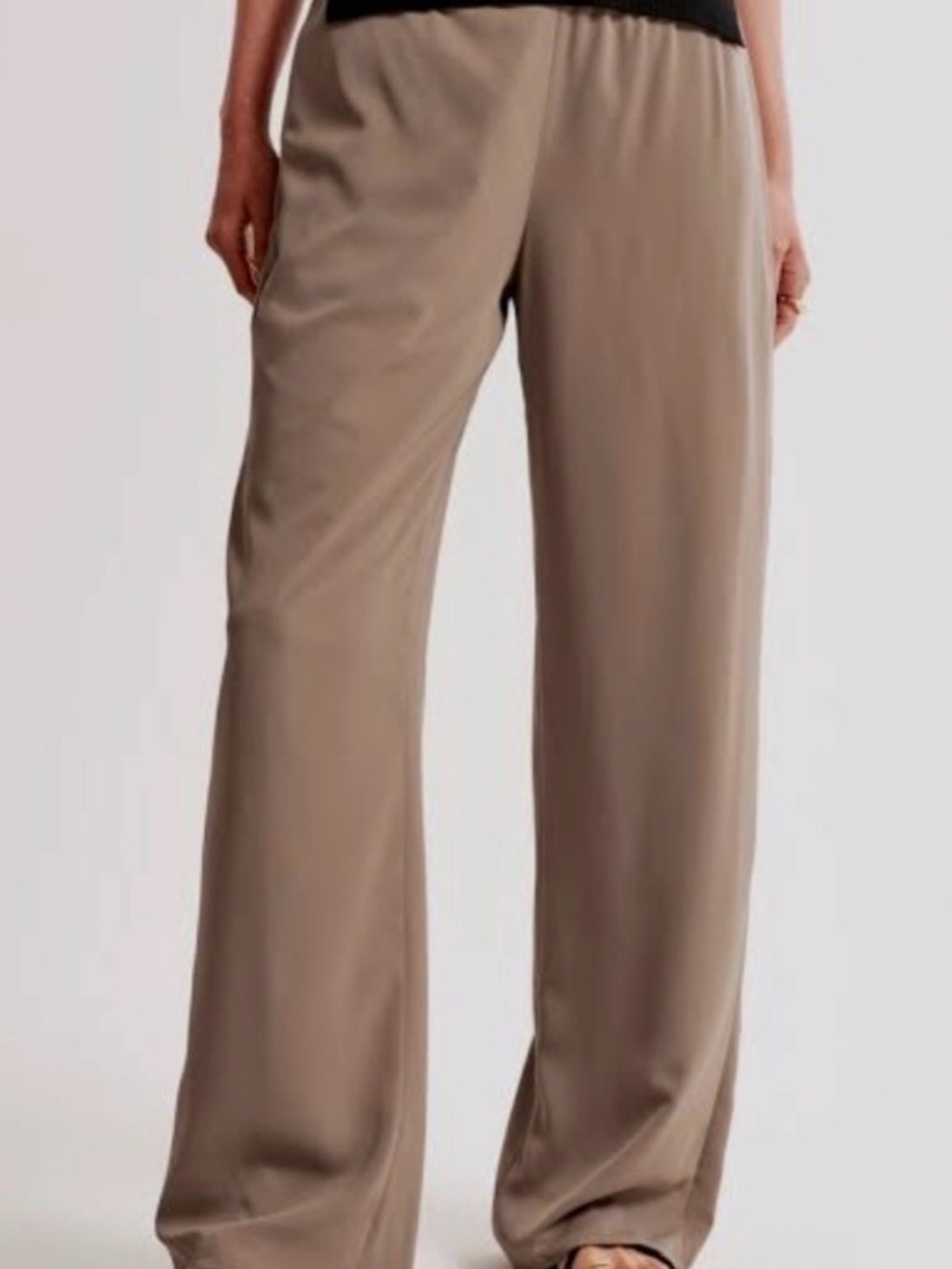 Abercrombie & Fitch Wide-Leg Drapey Pull on Pant - Smoky Brown - XXS Short